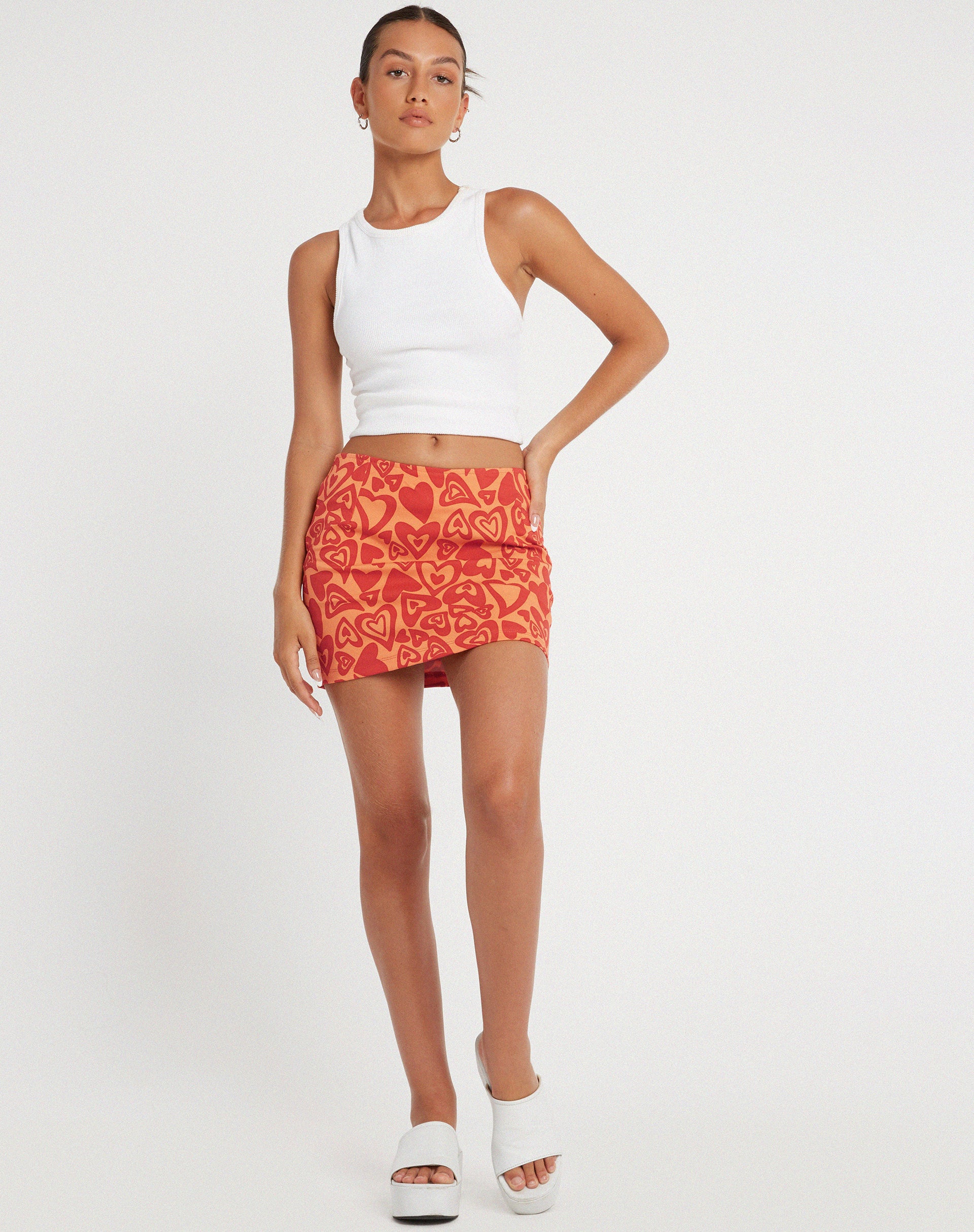 image of Ima Mini Skirt in Retro Heart Orange