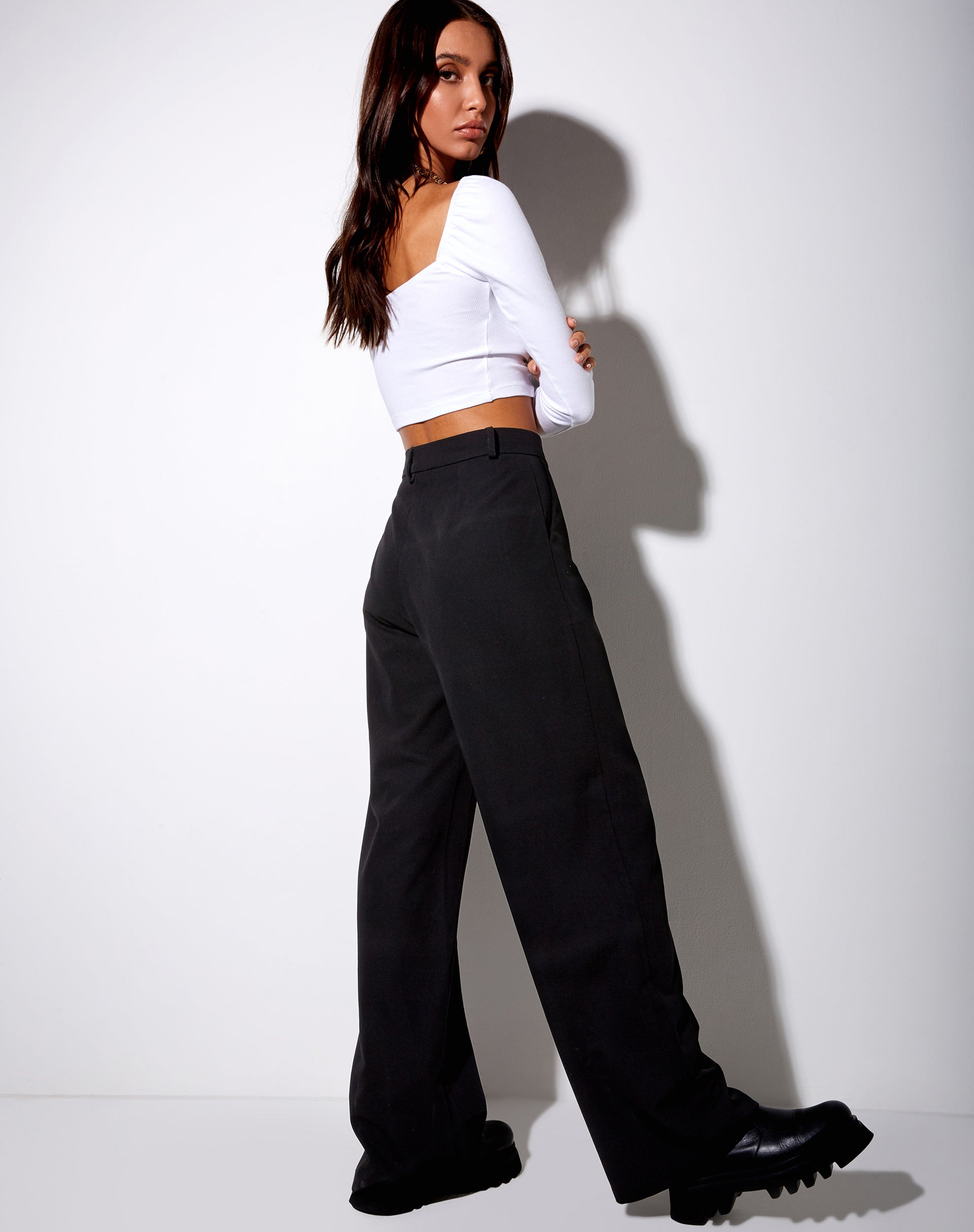 Image of Inalo Crop Top in Rib White