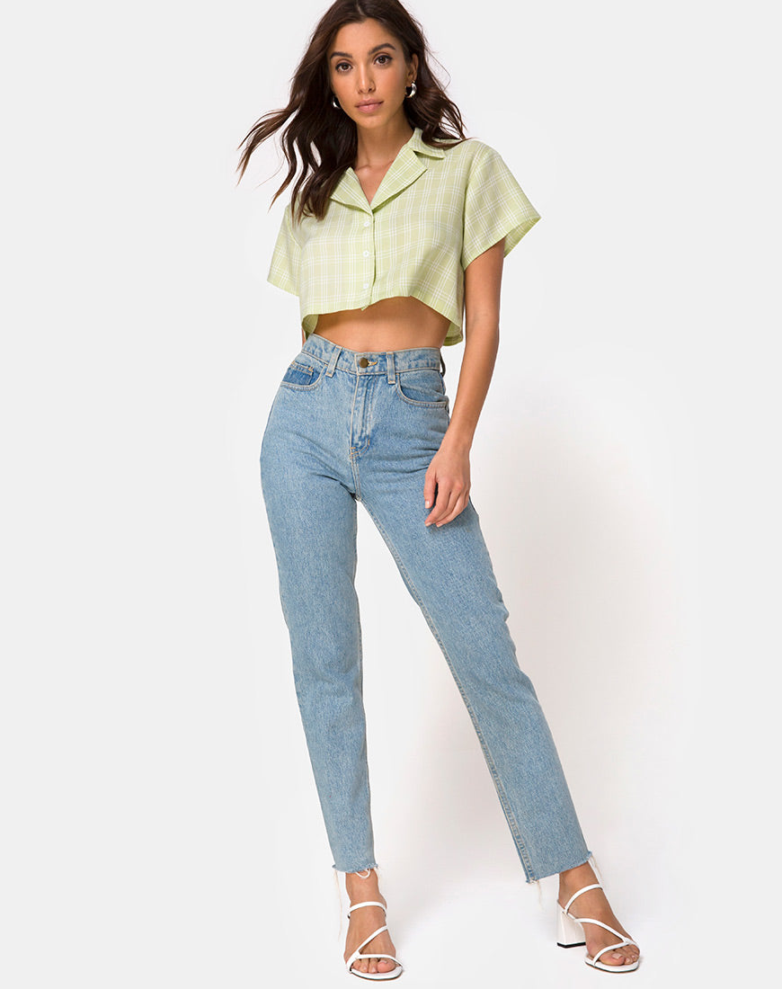 Image of Indiana Cropped Shirt in Sage Check