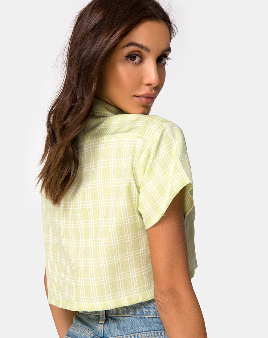 Image of Indiana Cropped Shirt in Sage Check