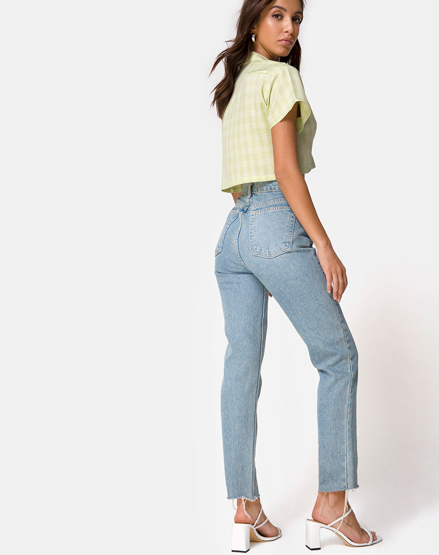 Image of Indiana Cropped Shirt in Sage Check