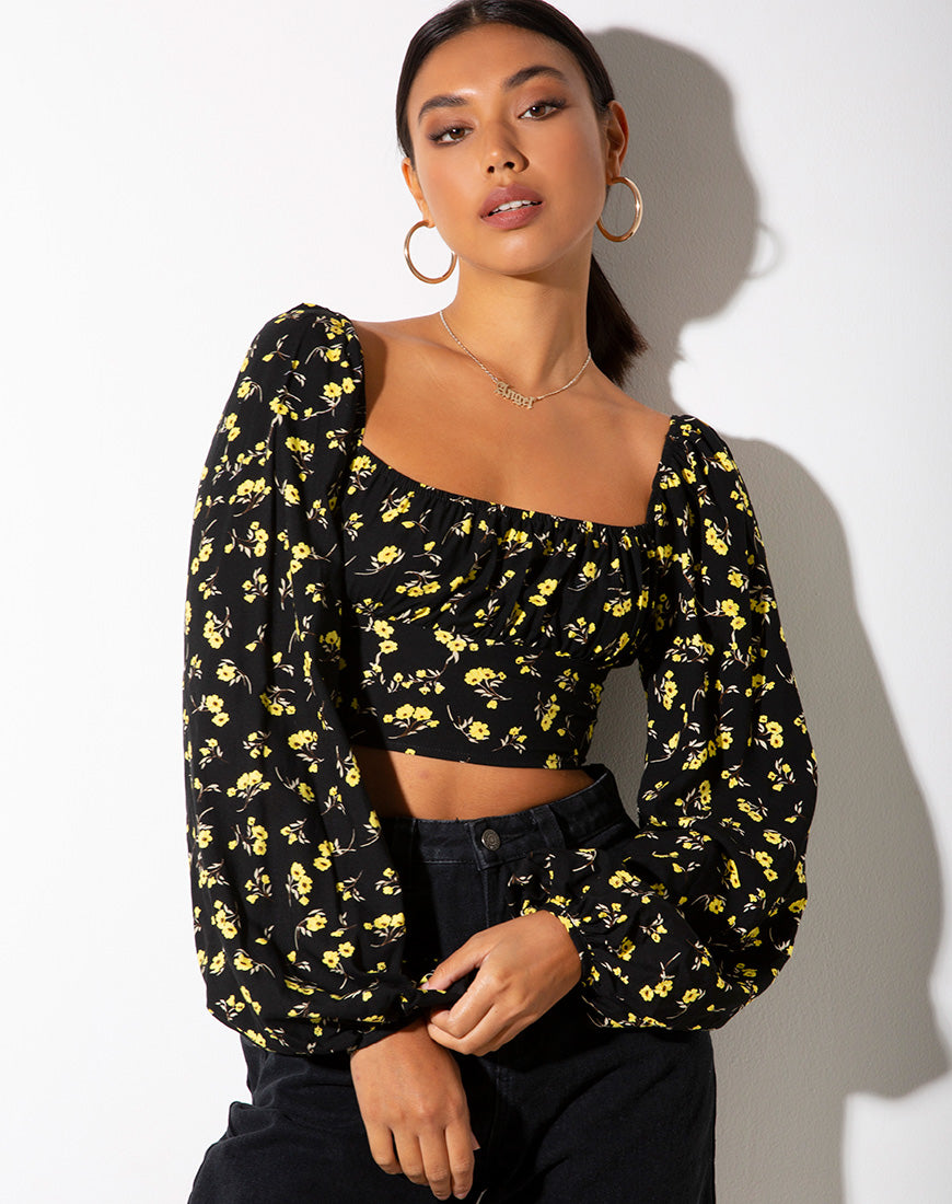 Irene Top in Buttercup Yellow and Black