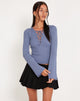 image of Issey Long Sleeve Top in Dusty Blue