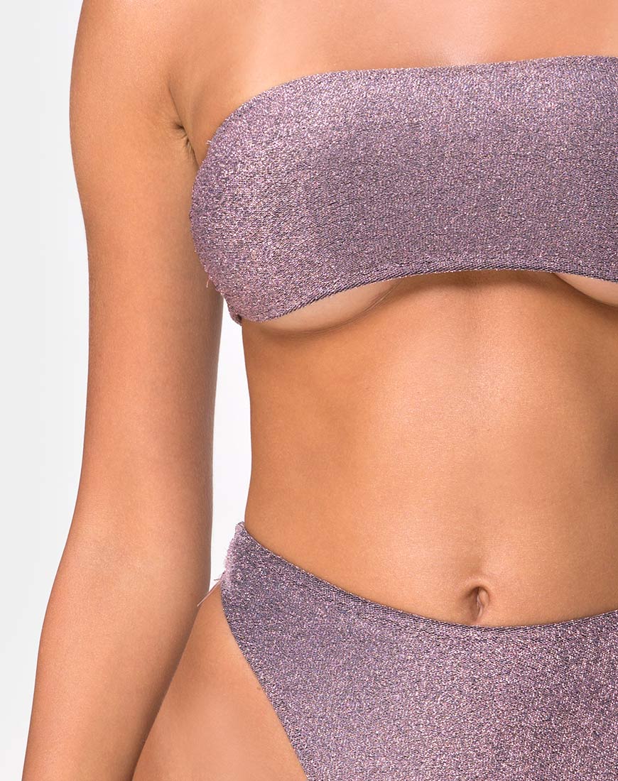 Image of Izarla Bikini Tube Top in Gunmetal Glitter