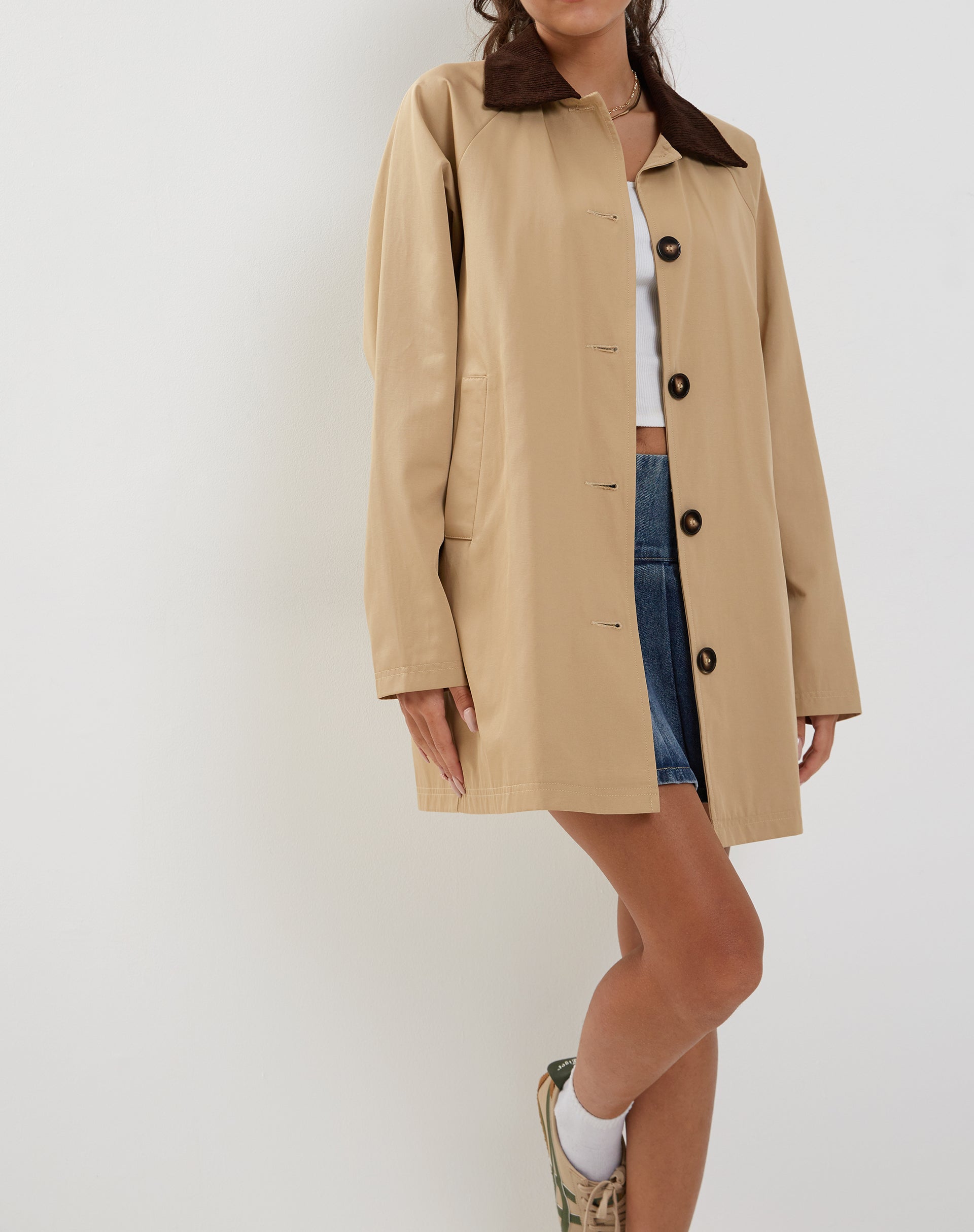 Short tan trench coat outlet