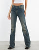 Image of Frayed Low Rise Jeans in Brown and Blue Acid