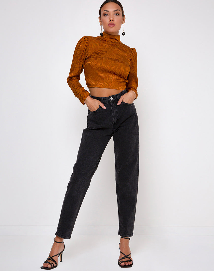 Image of Jasty Crop Top in Satin Zebra Golden Coral