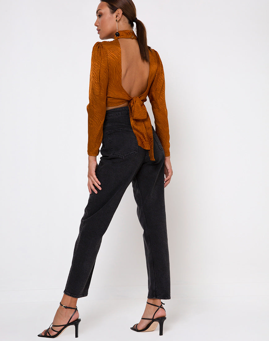 Image of Jasty Crop Top in Satin Zebra Golden Coral