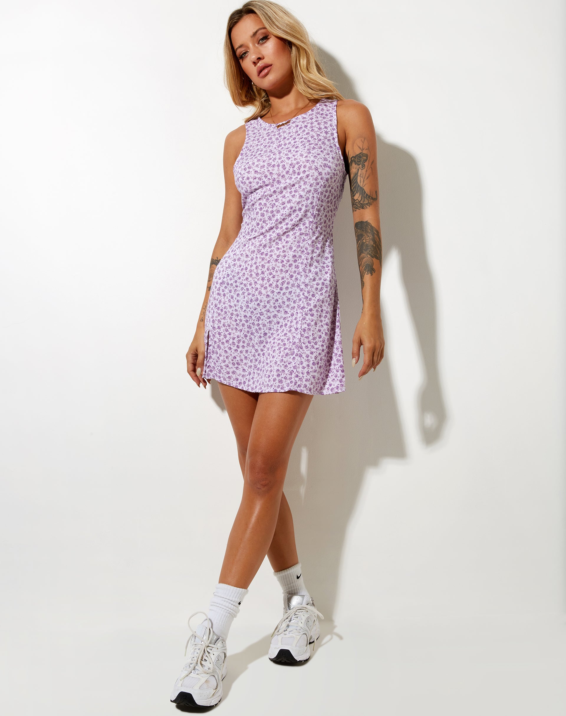 Image of Jayde Mini Dress in Ditsy Rose Lilac