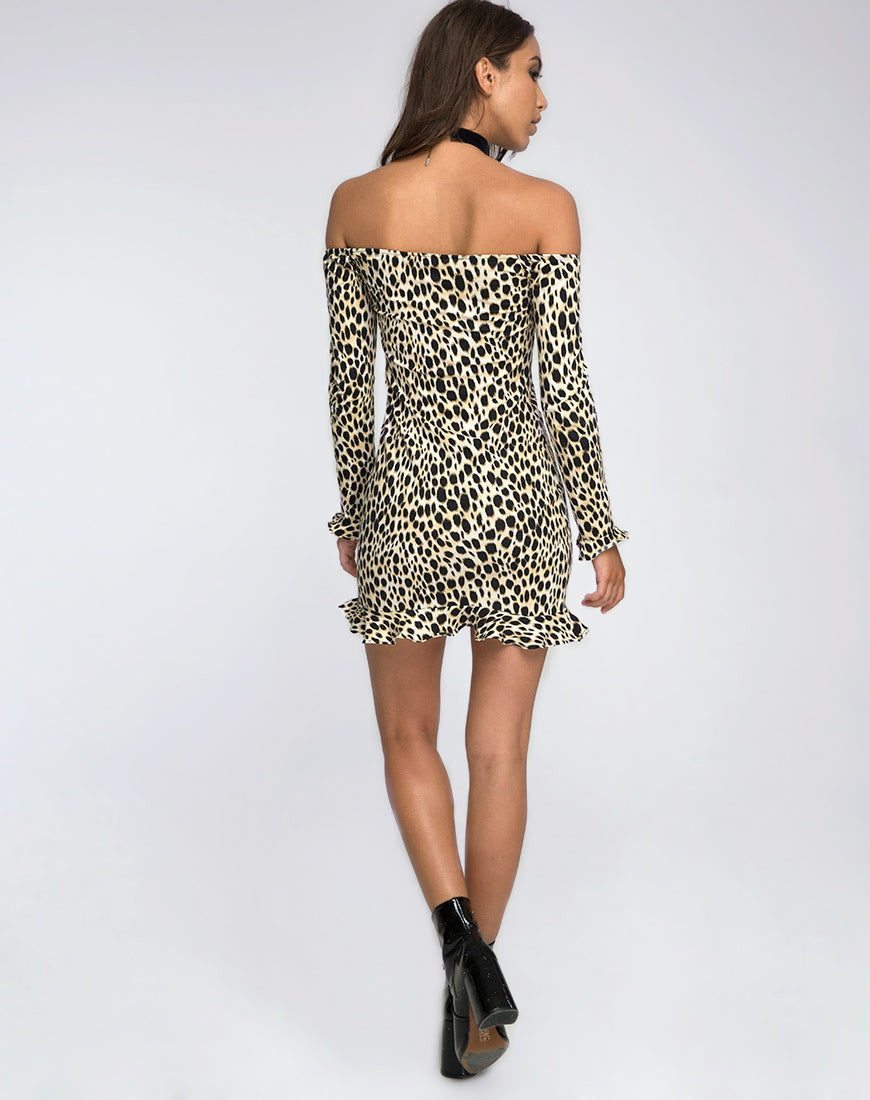 Image of Jazzie Off the Shoulder Dress in Cheetah