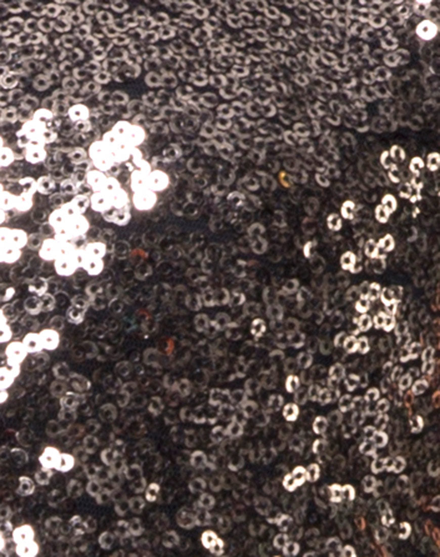 Image of Jewel Mini Dress in Mini Fleck Sequin Black and Gold