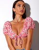 Image of Jiha Crop Top in Ditsy Butterfly Peach and Red