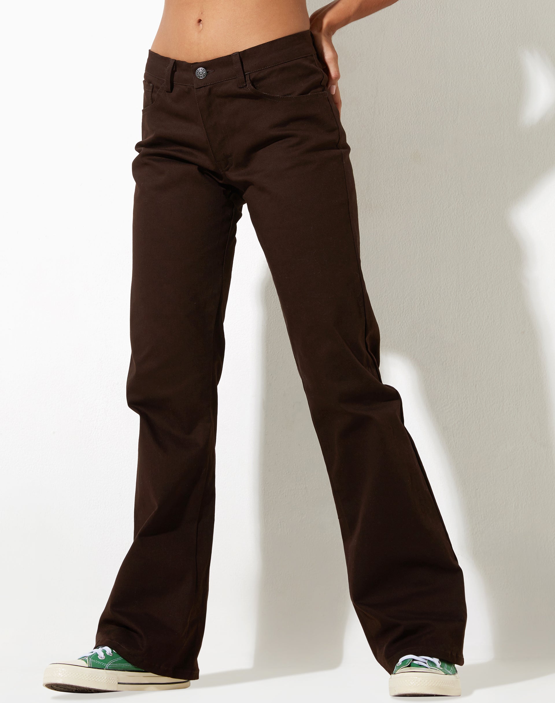 image of Jopan Flare Trouser in Twill Bitter Chocolate
