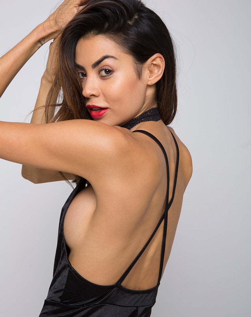 Jovana Unitard in Satin Black