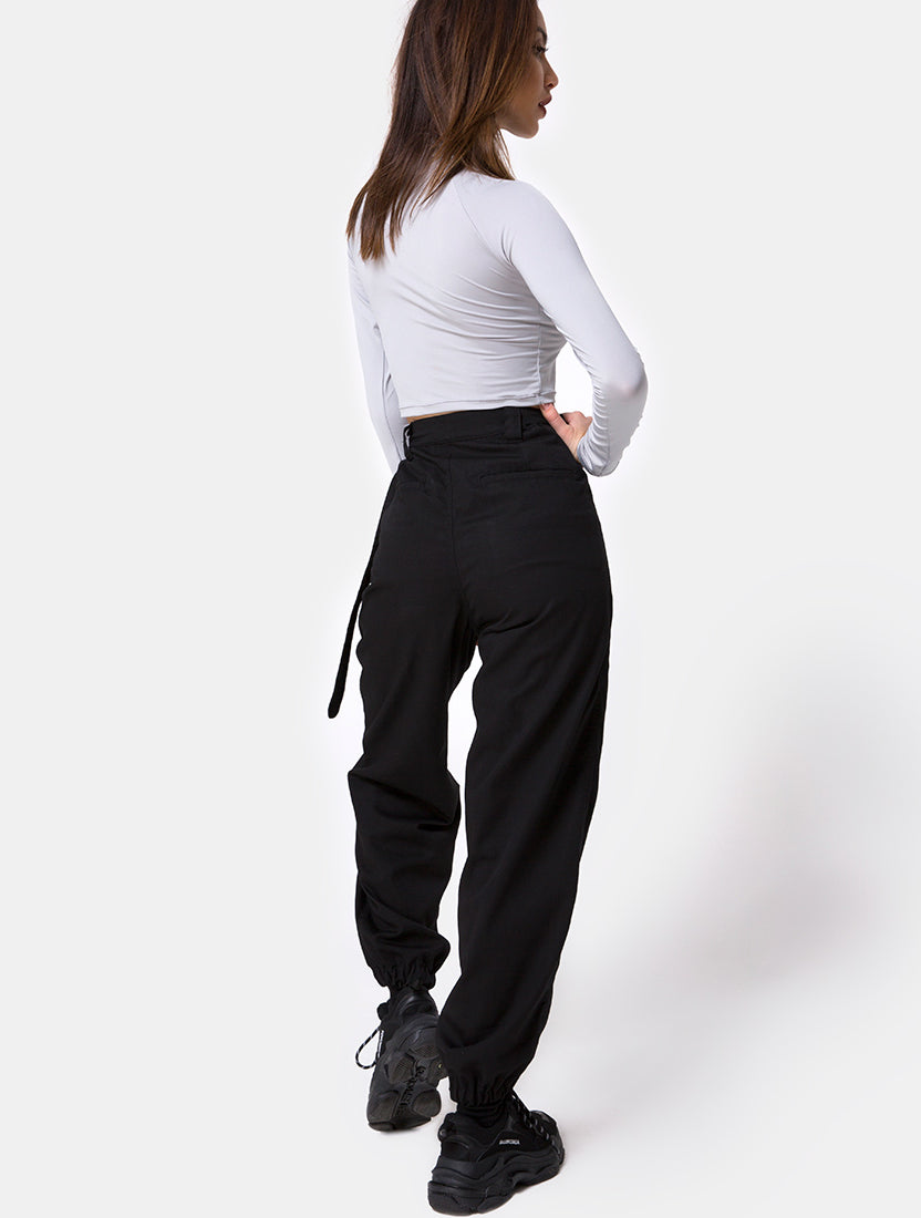 Jubie Cargo Trouser in Black Drill – motelrocks.com