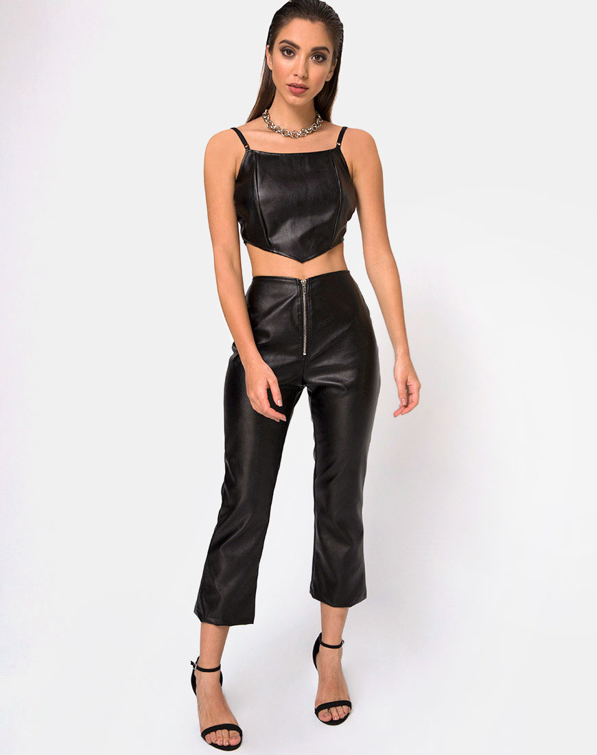 Image of Justine Top in Vegan Leather Black