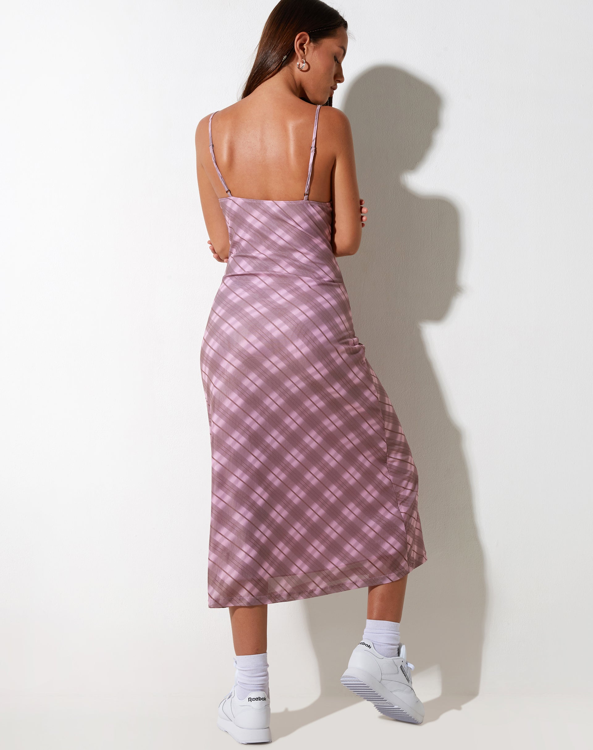 IMAGE OF Kalana Maxi Dress in Pink Blurred Check