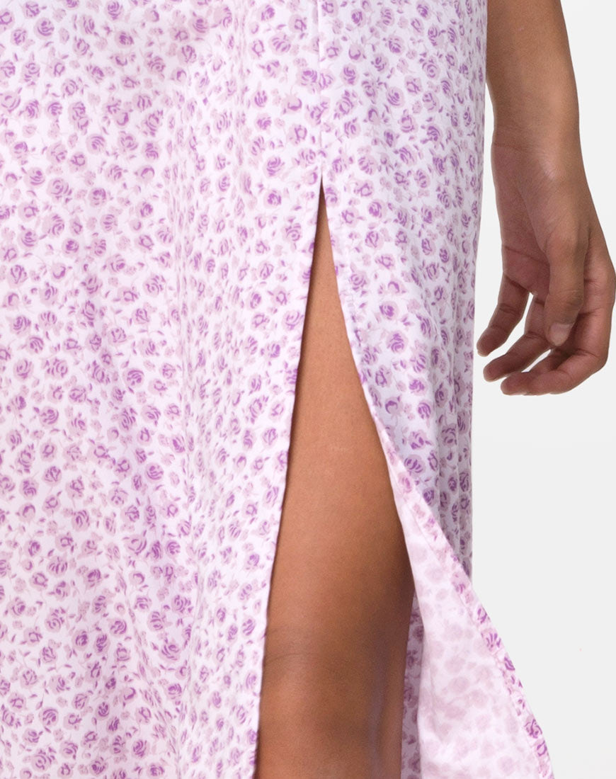 Image of Kaoya Midi Dress in Ditsy Rose Lilac