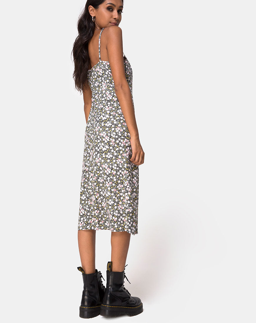 Image of Kaoya Midi Dress in Floral Field Olive