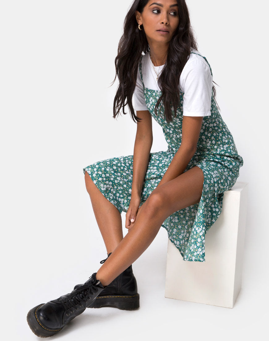 Image of Kaoya Midi Dress in Floral Field Green