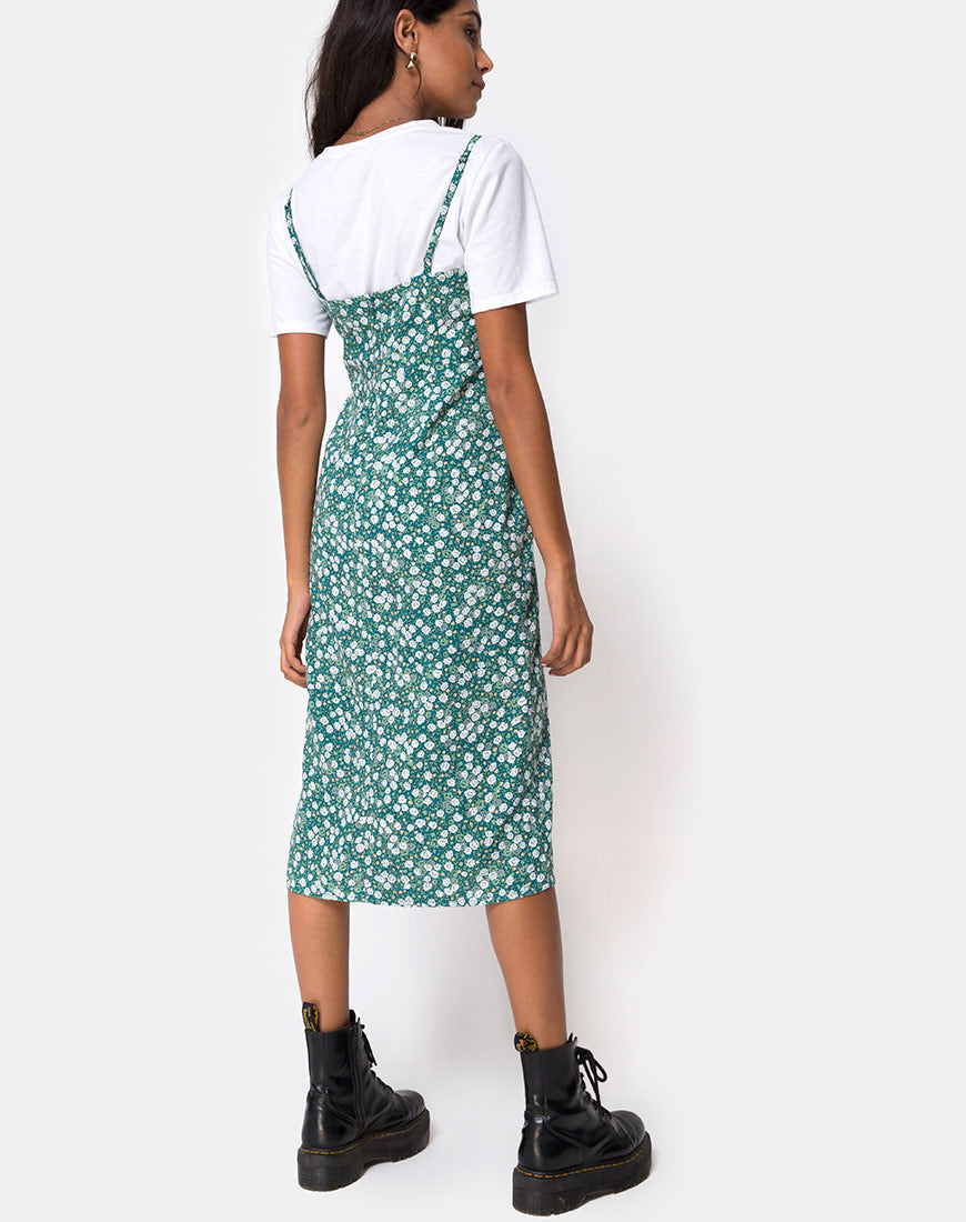 Image of Kaoya Midi Dress in Floral Field Green
