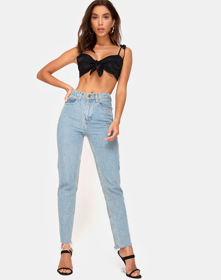 Image of Kave Bralet Top in Satin Rose Black