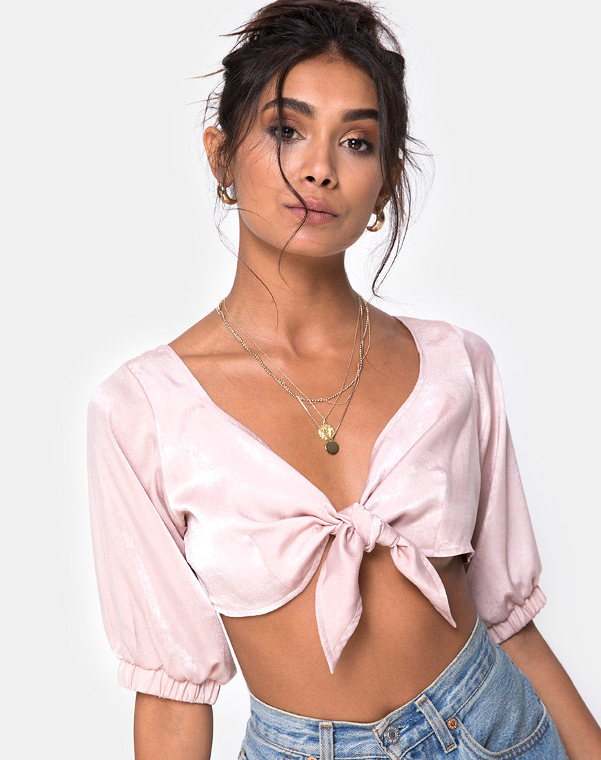 Image of Kavida Crop Top in Satin Dusty Rose