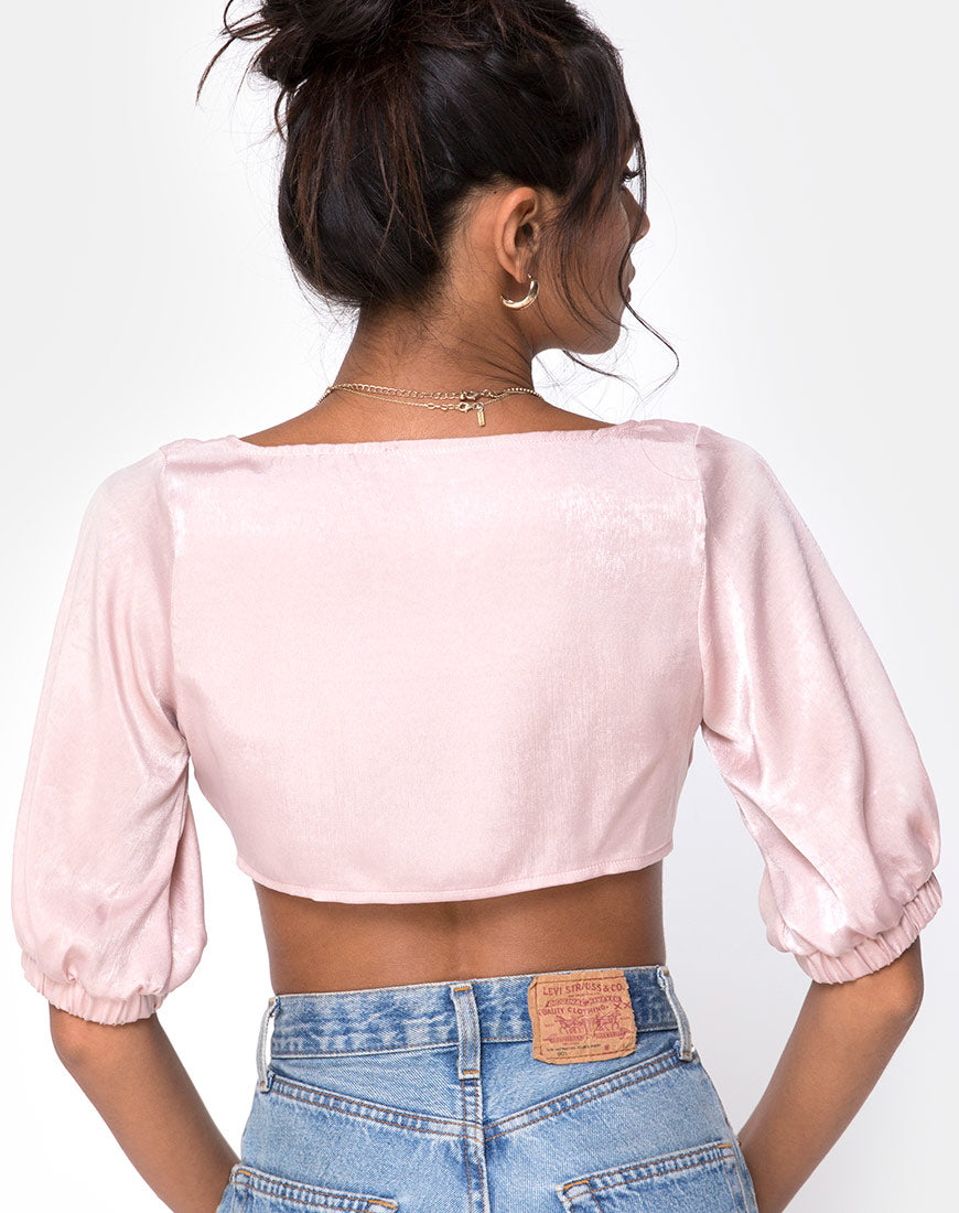Image of Kavida Crop Top in Satin Dusty Rose