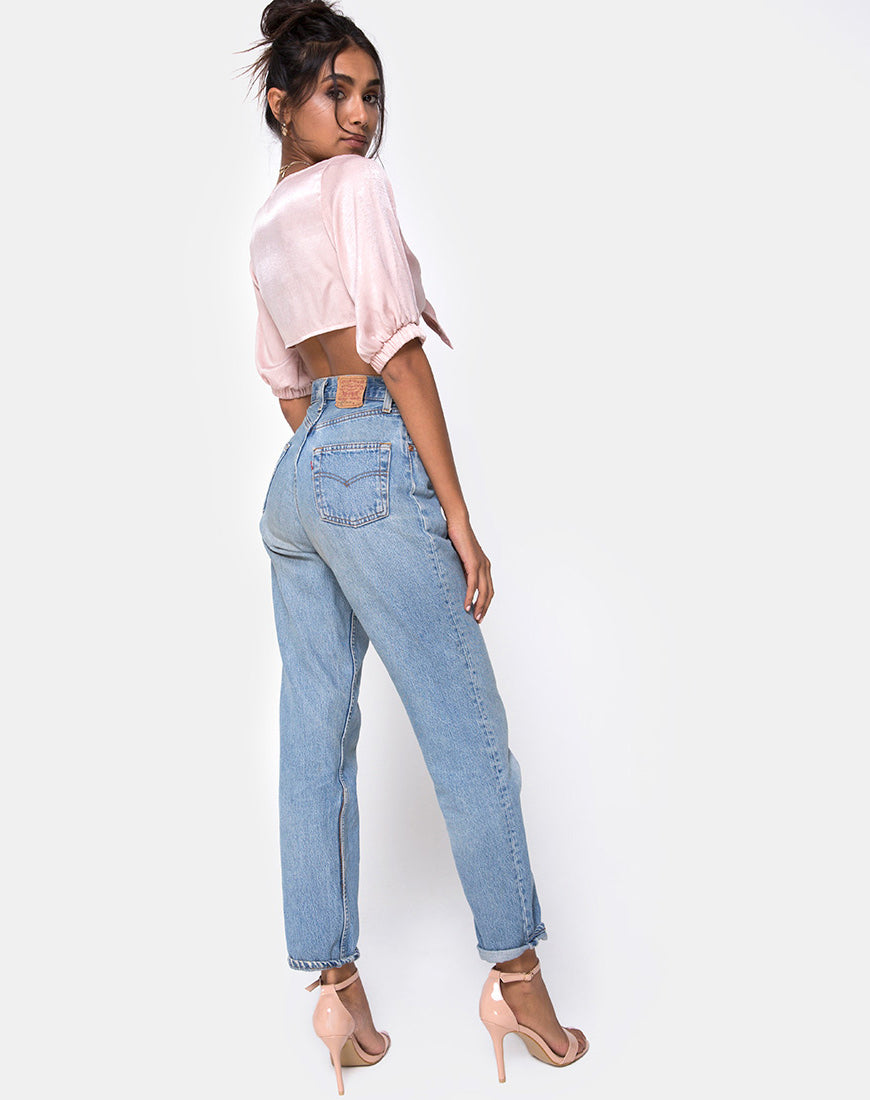 Image of Kavida Crop Top in Satin Dusty Rose