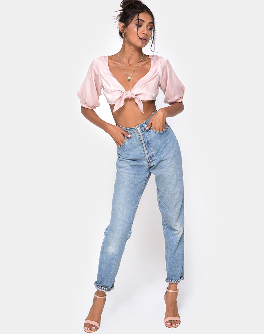 Image of Kavida Crop Top in Satin Dusty Rose