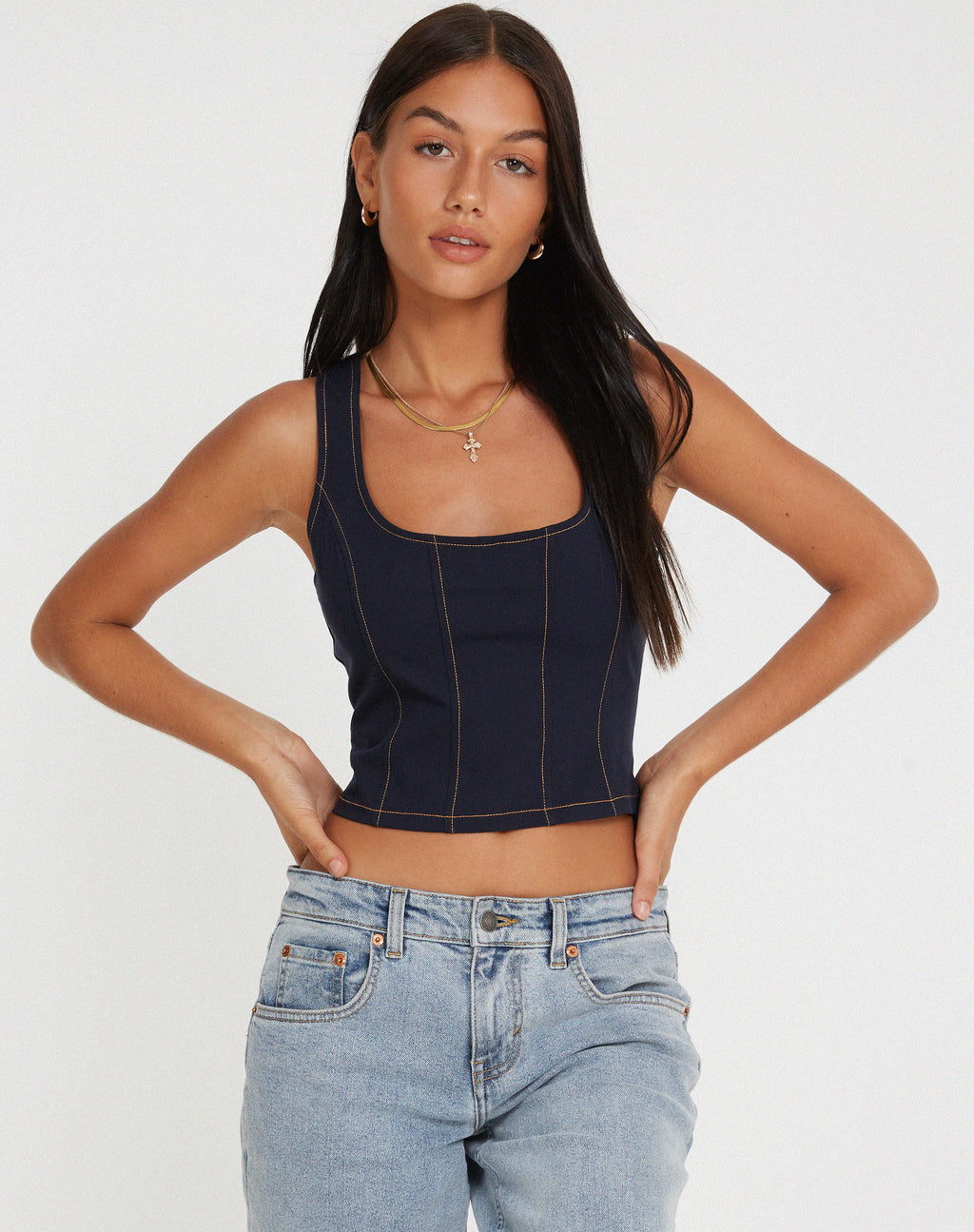 Kayaso Corset Top in Navy