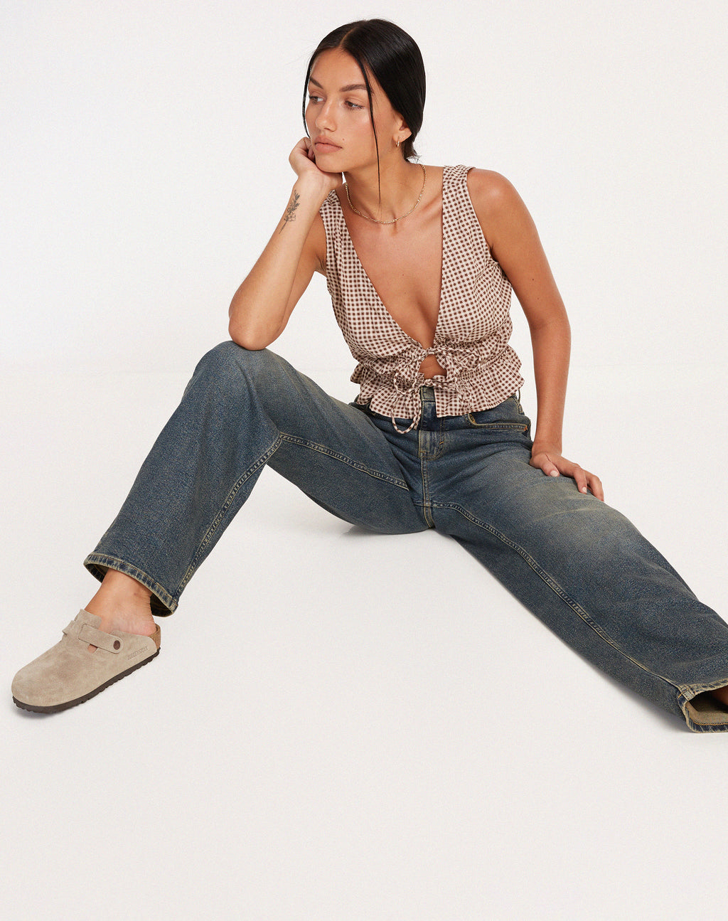 Kayson Crop Top in Mini Gingham