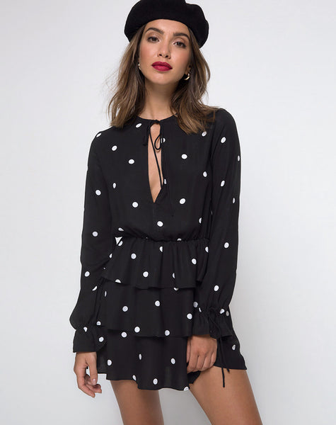 Kepsibelle Dress in Black and White Polkadot motelrocks