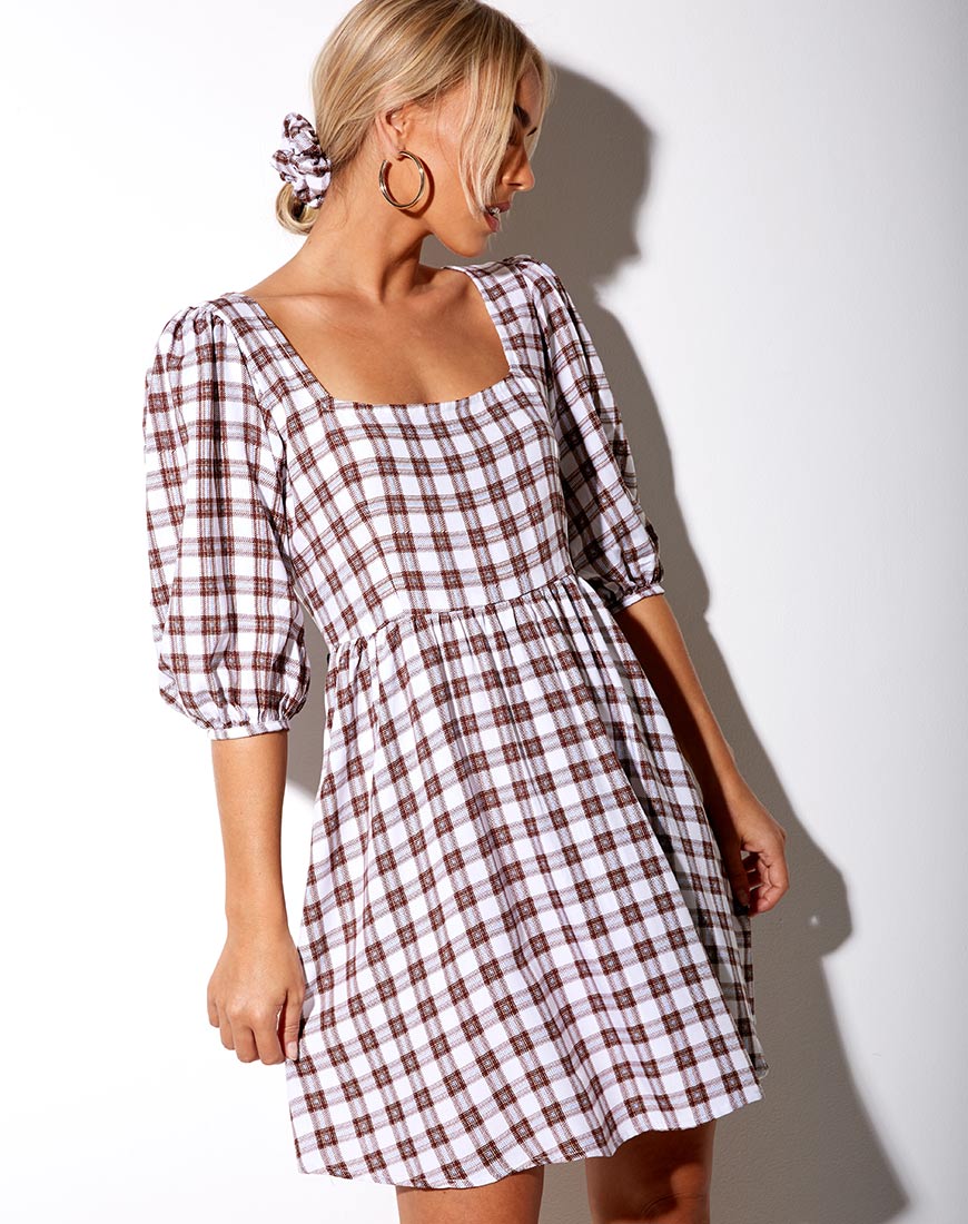 Image of Kezie Dress in Checkmate Brown