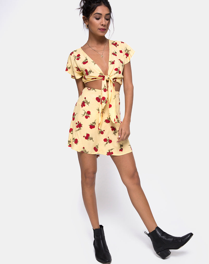 Image of Shae Crop Top in Falling Rose Yellow