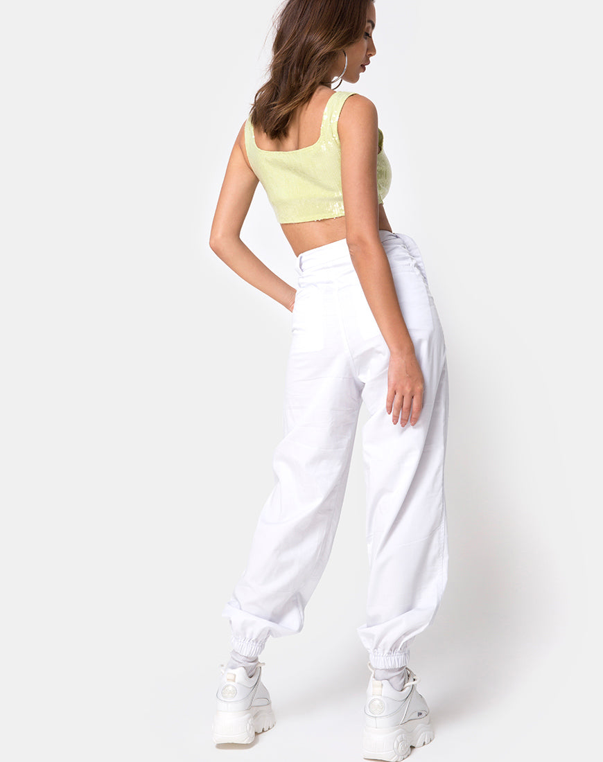 Image of Kim Crop Top in Pistachio with Clear Sequin