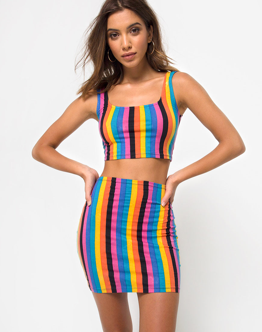 Kimmy Bodycon Skirt in New Vertical Mixed Stripe – motelrocks.com