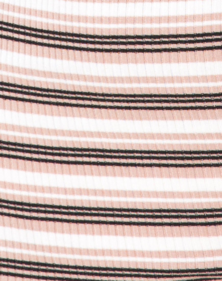Image of Kimmy Bodycon Skirt in Rib Stripe Cream Black and Tan