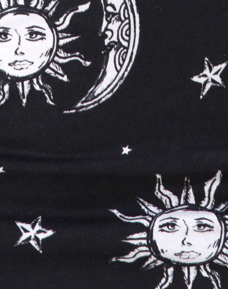 Image of Kini Crop Top in Sun Moon Stars BW
