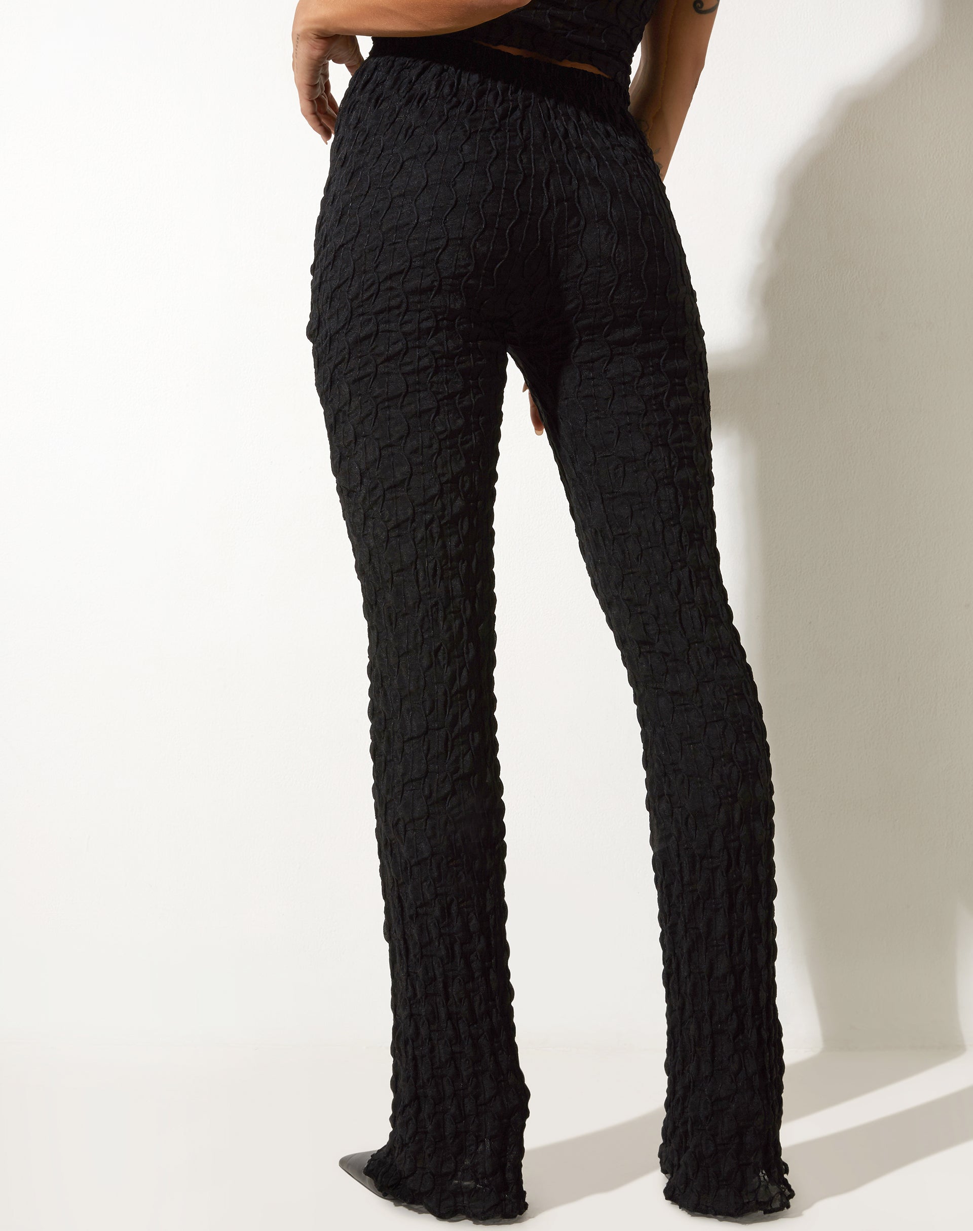 image of Herly Flare Trouser in Stripe Mesh Black
