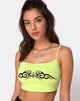 Image of Kini Crop Top in Green with Black Tribal Placement