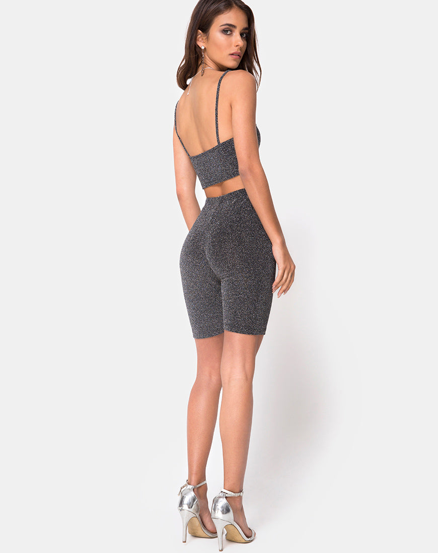 Image of Bike Short in Silver Glitter