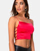 Image of Ozka Crop Top in Satin Red