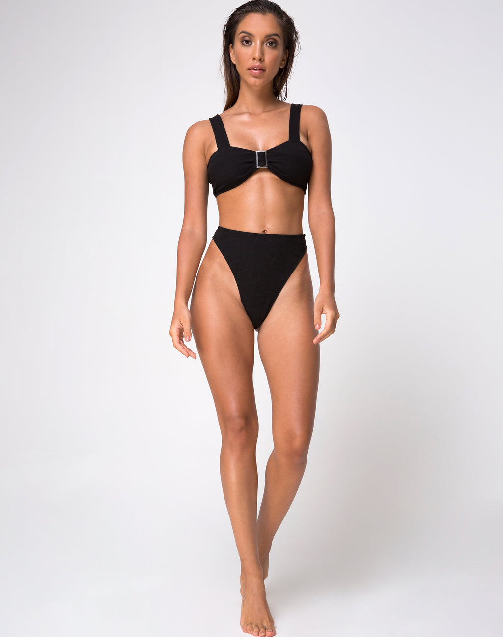 Kyla Bikini Bottom in Black Mini Rib