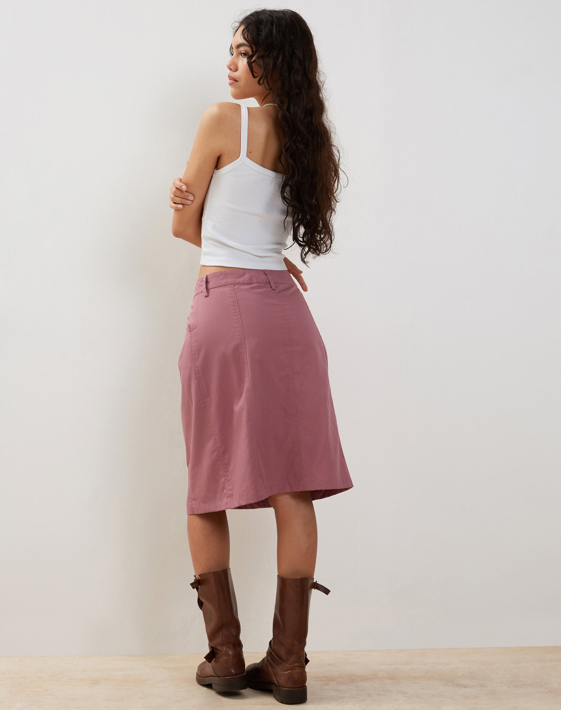 Image of Kyst Cargo Midi Skirt in Mauve