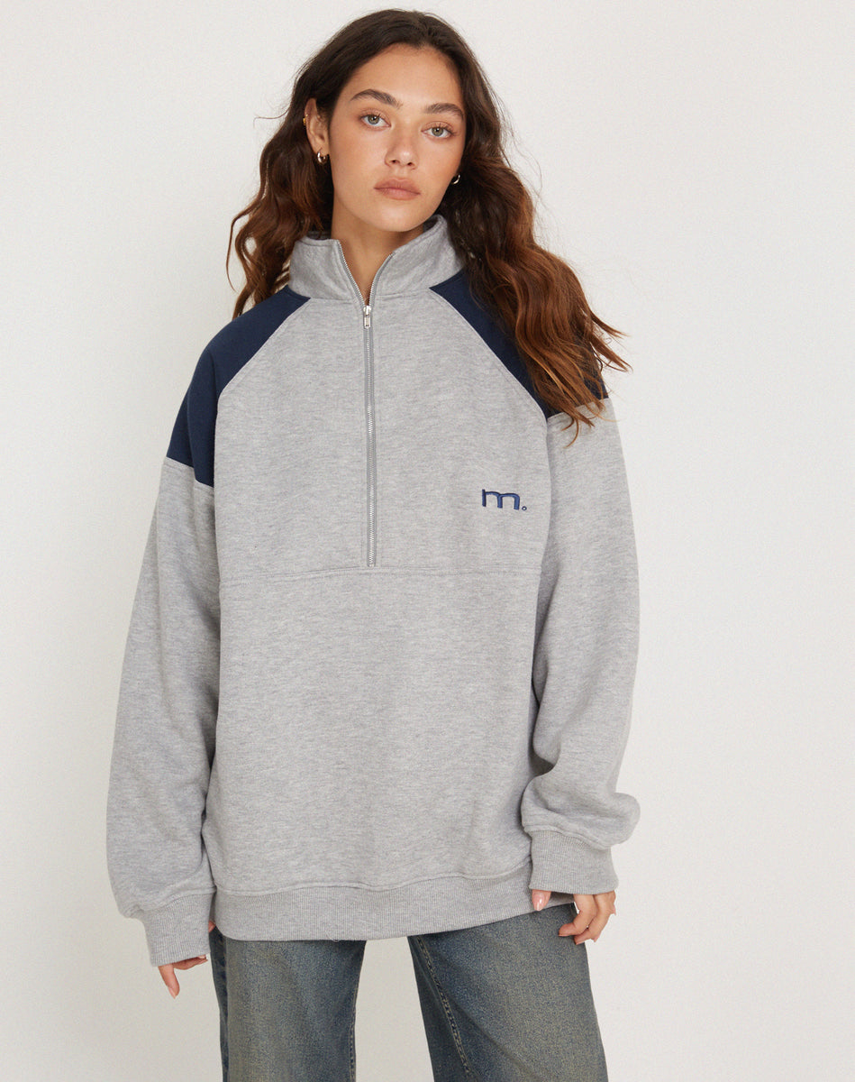 Grey Marl Navy Sweatshirt | Laksa – motelrocks.com