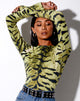 Image of Lali Crop Top in Tiger Full Khaki