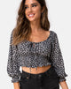 Image of Lancer Crop Top in Ditsy Rose Black