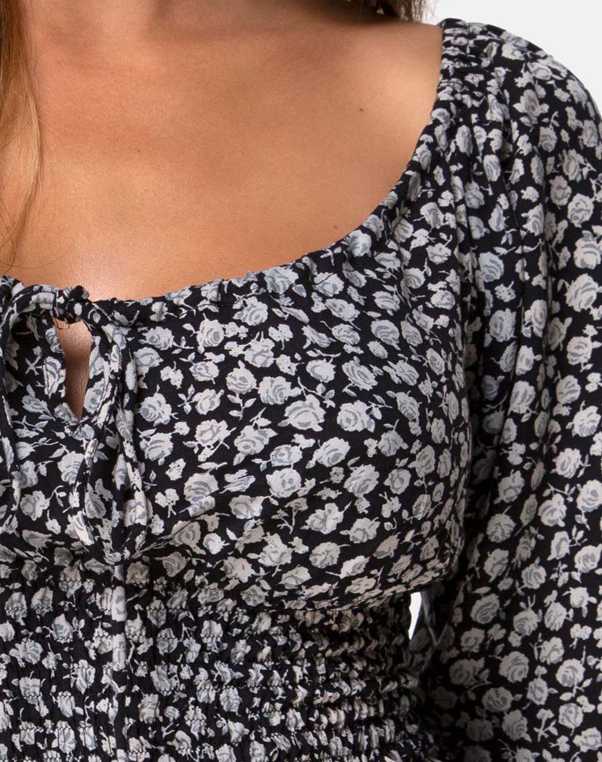 Image of Lancer Crop Top in Ditsy Rose Black