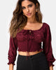 Image of Lancer Crop Top in Satin Rose Burgundy
